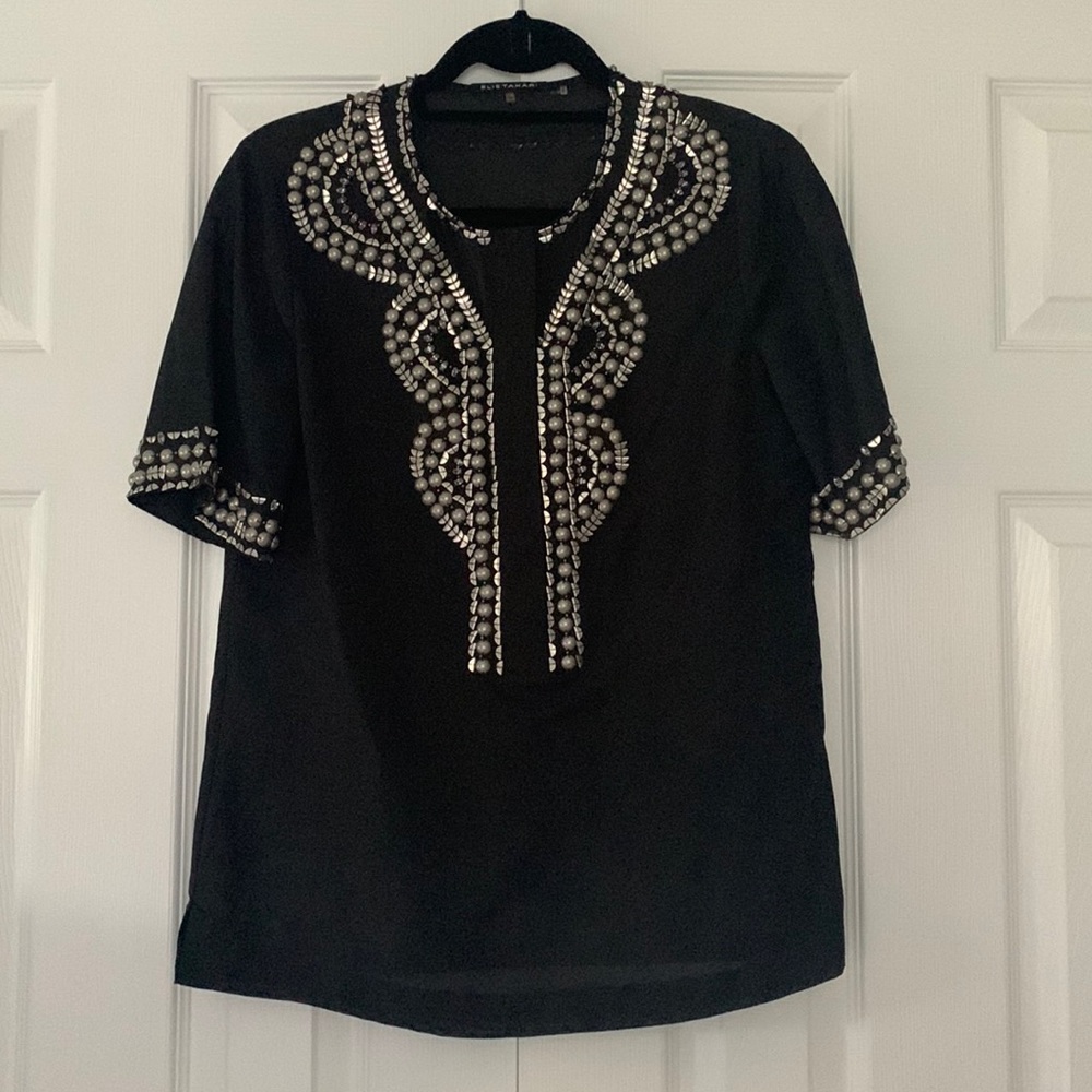 Elie Tahari Embellished Linen Tunic - size XS - retail $358